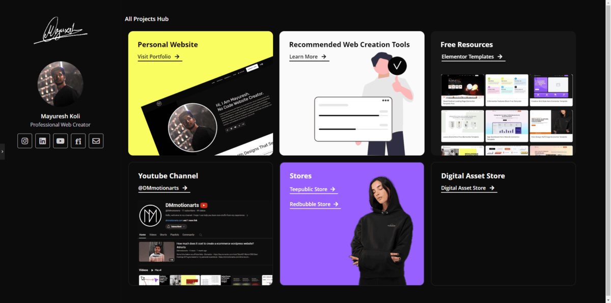 DMmotionarts Bento Grid Free Download Elementor Template Landing Page