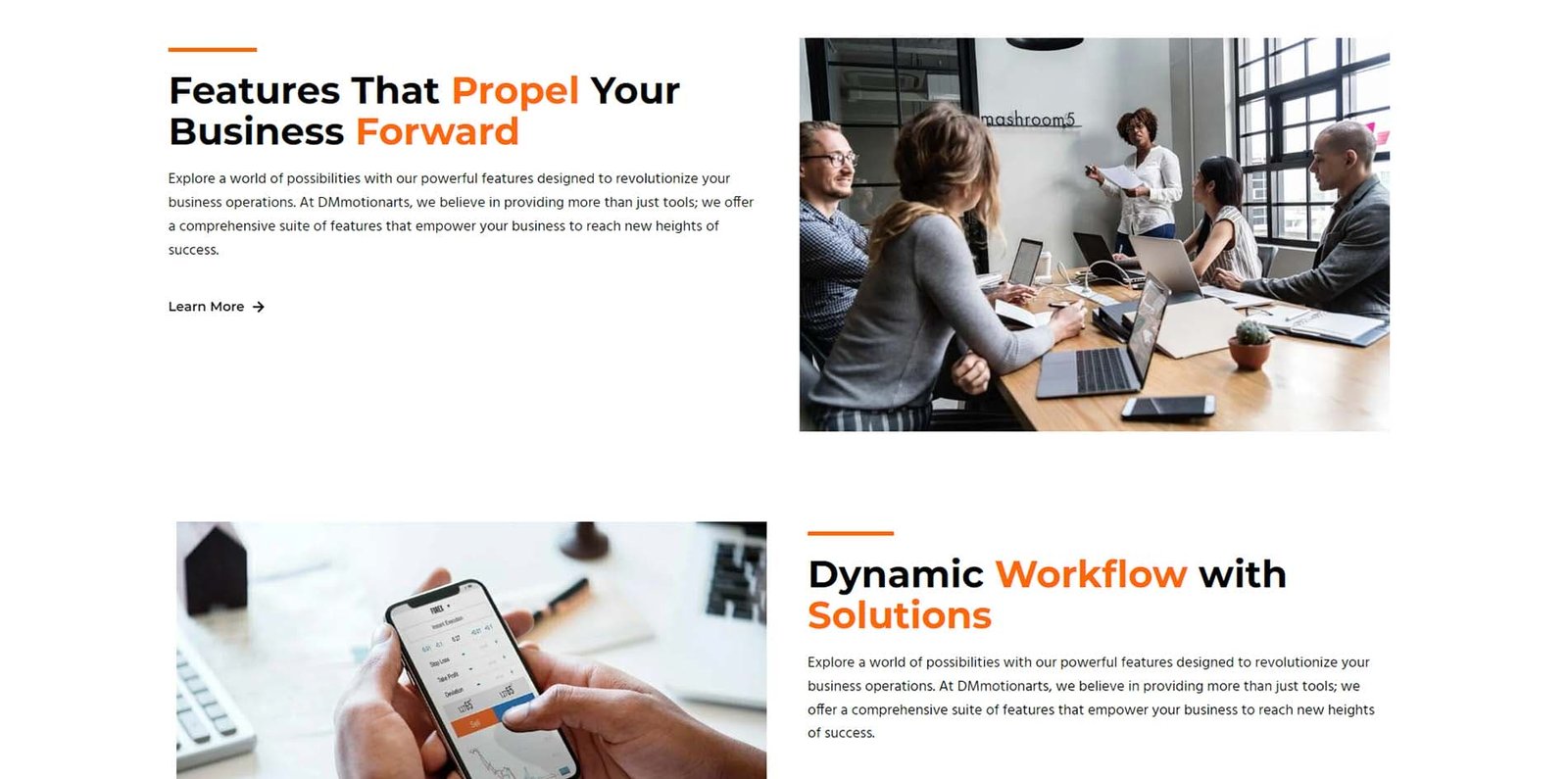 DMmotionarts Elementor Business Example Website Template Free 3