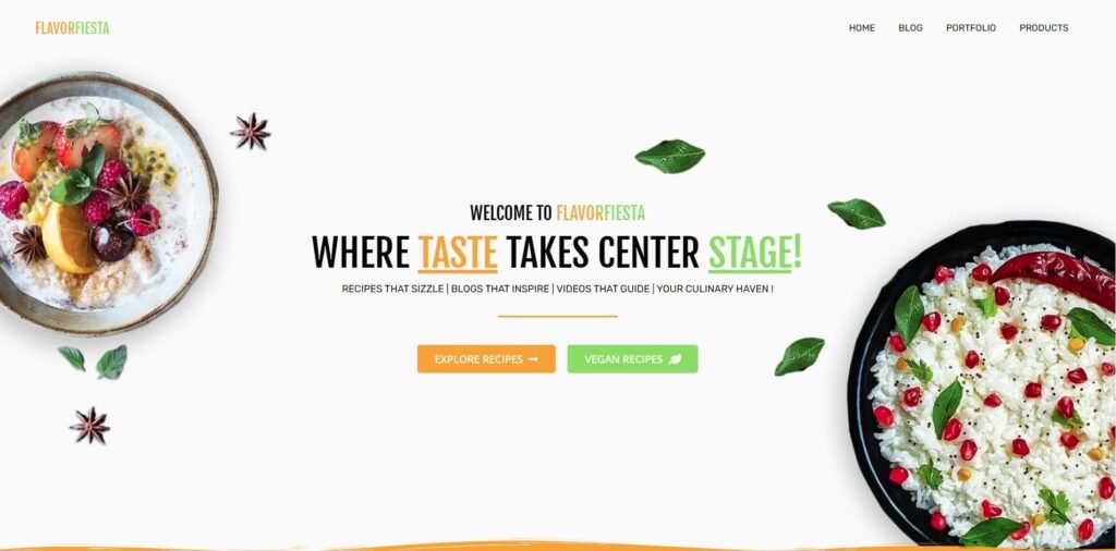 DMmotionarts Elementor Food Recipe Example Website Template Free