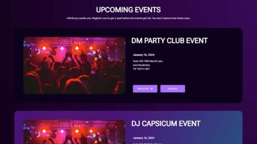 Nightclub or Concert One Page Website Elementor Template