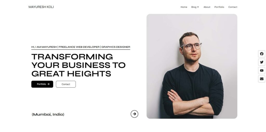 Portfolio Website Design Free Elementor Template DMmotionarts main