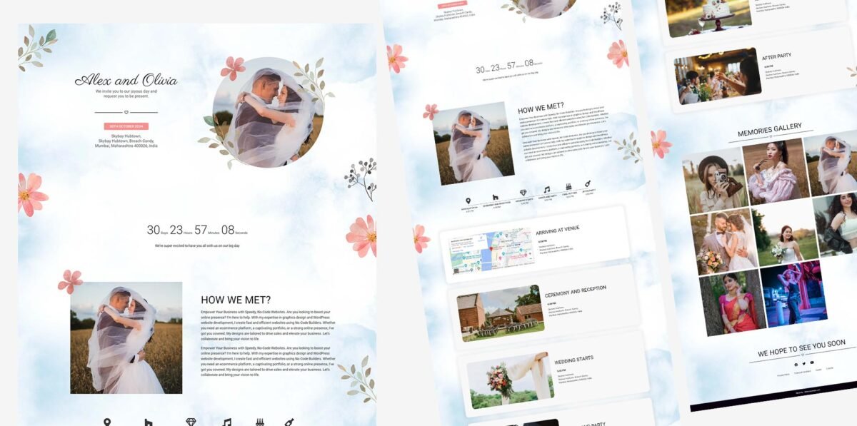 wedding one page website free elementor template DMmotionarts 2