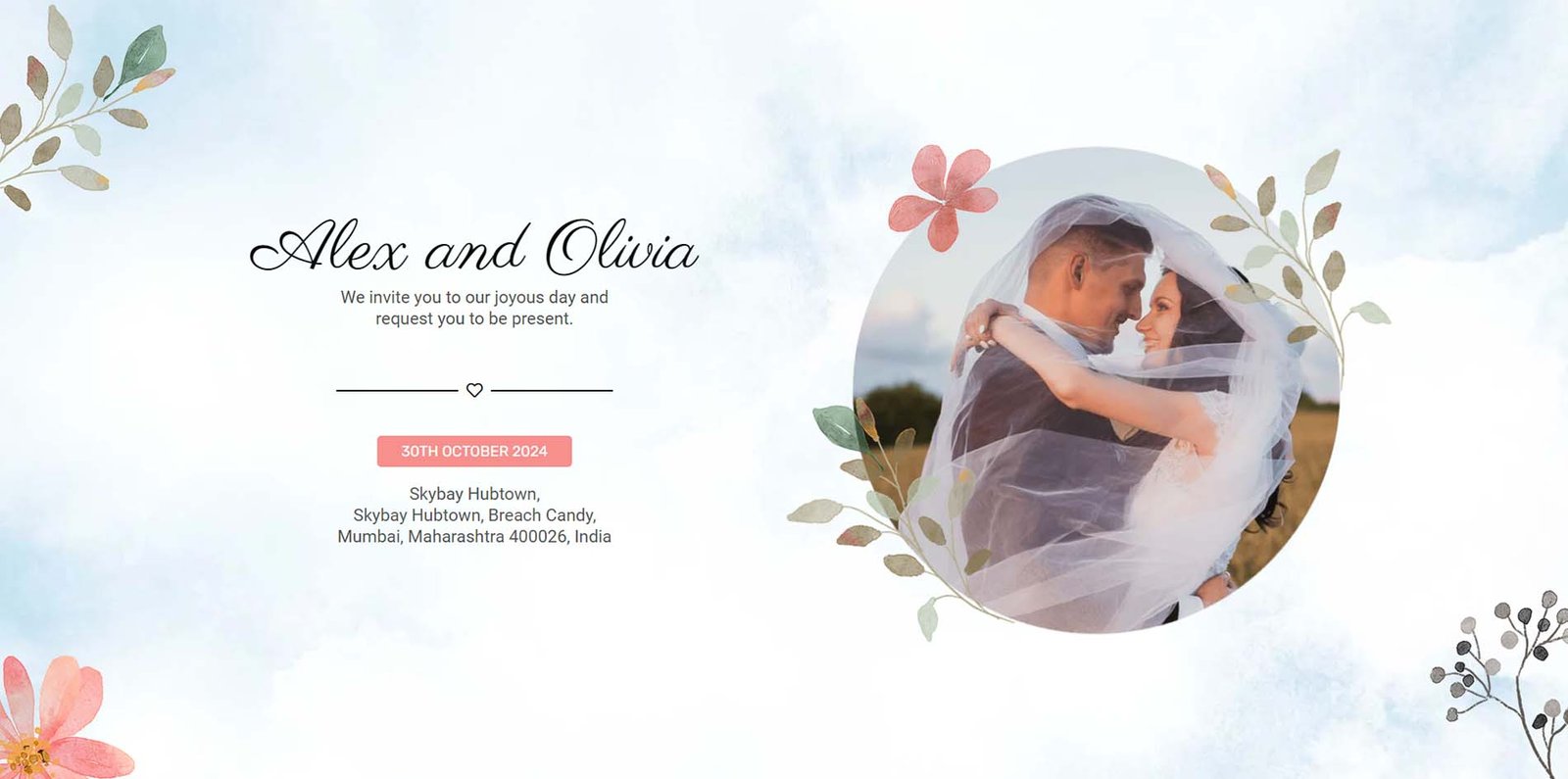 wedding one page website free elementor template DMmotionarts