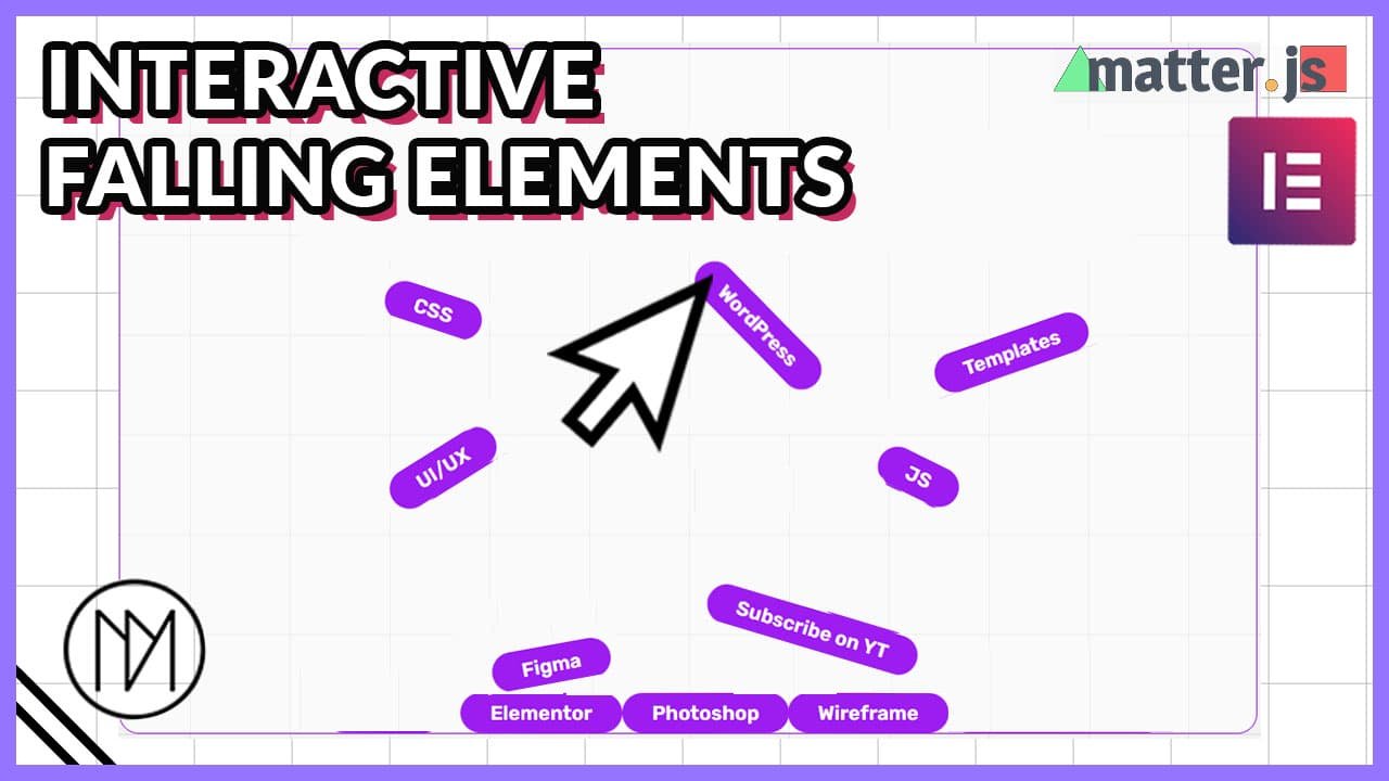 Interactive physics with gravity and falling elements - Elementor and matter js tutorial