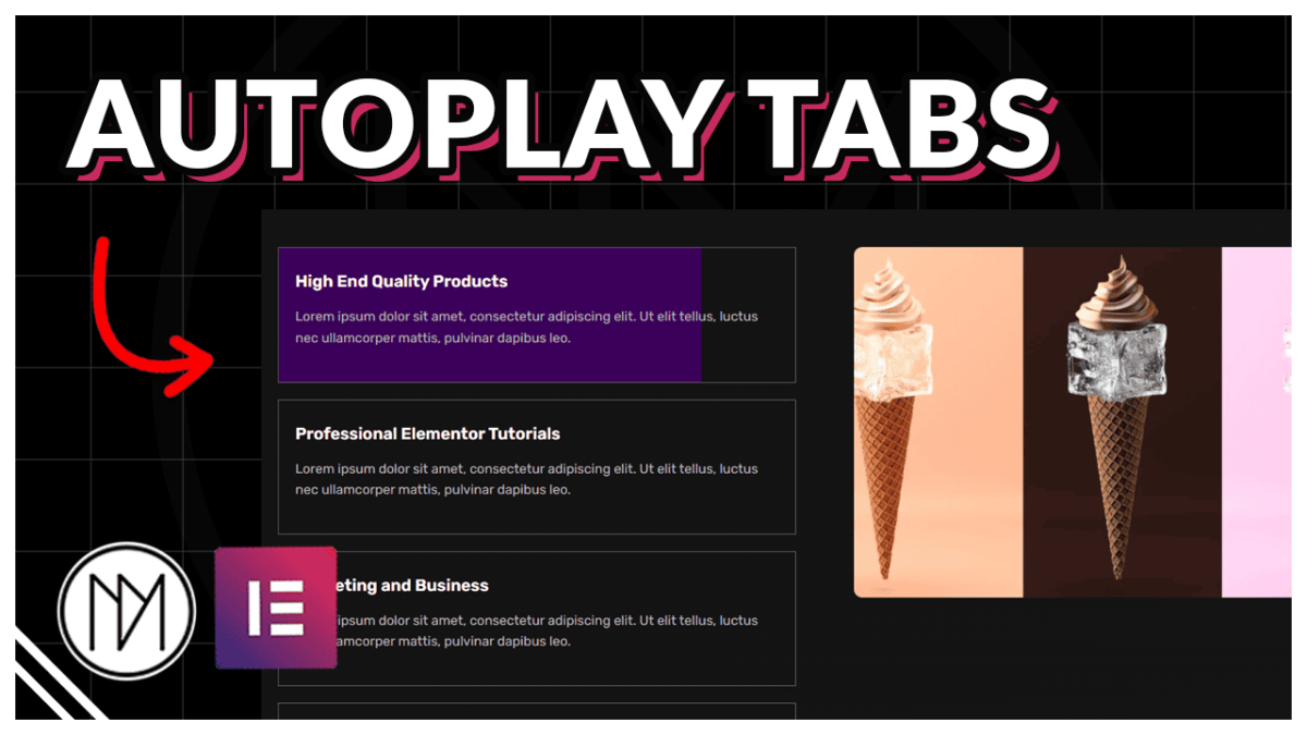 autoplay autoscroll tabs elementor gsap