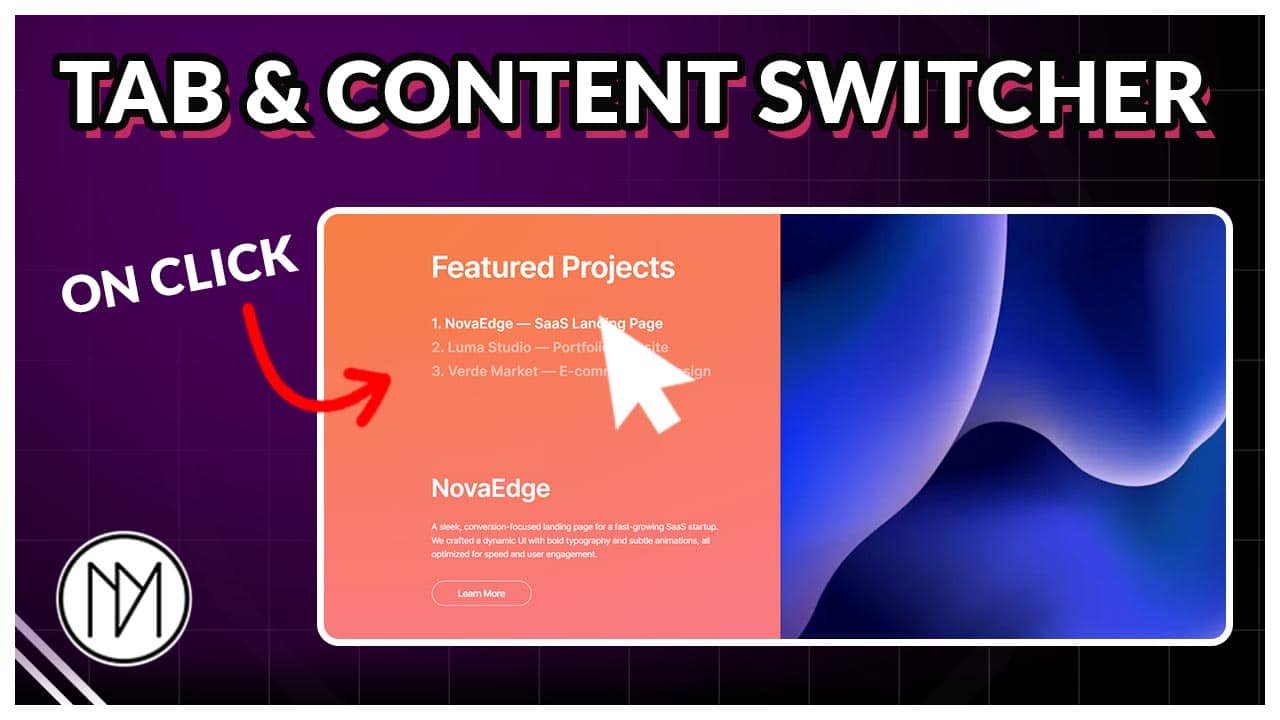 tab and content switcher elementor template